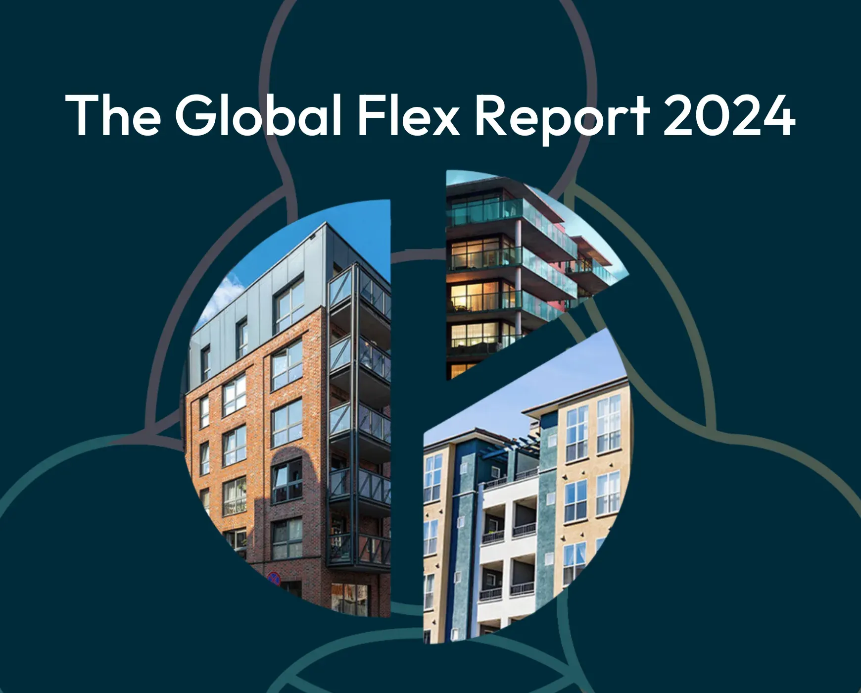 The Global Flex Report 2024, the title over photographs of apartment buildings.