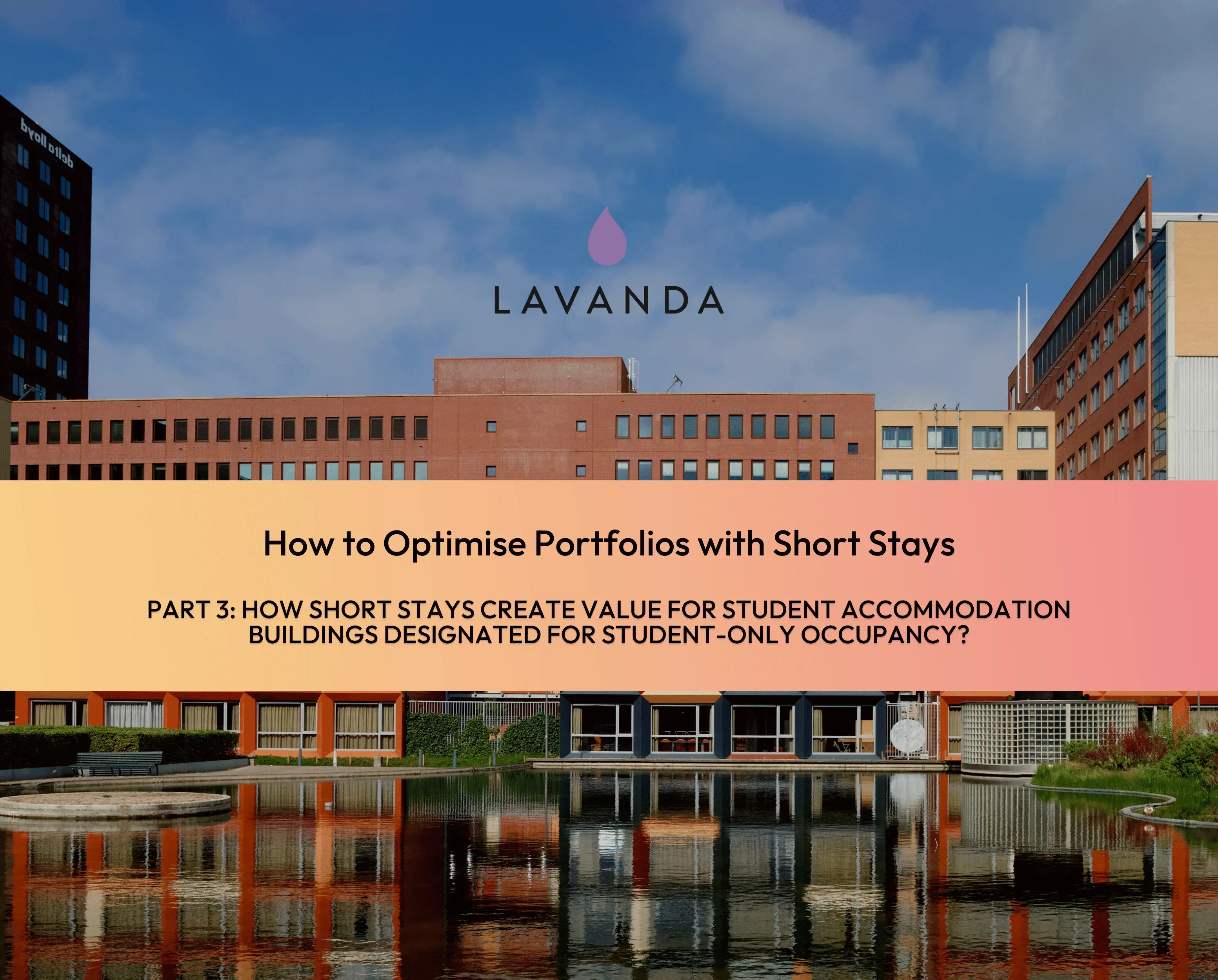 The ebook cover: a waterside city building under the title How to optimise portfolios with short stays, part three.